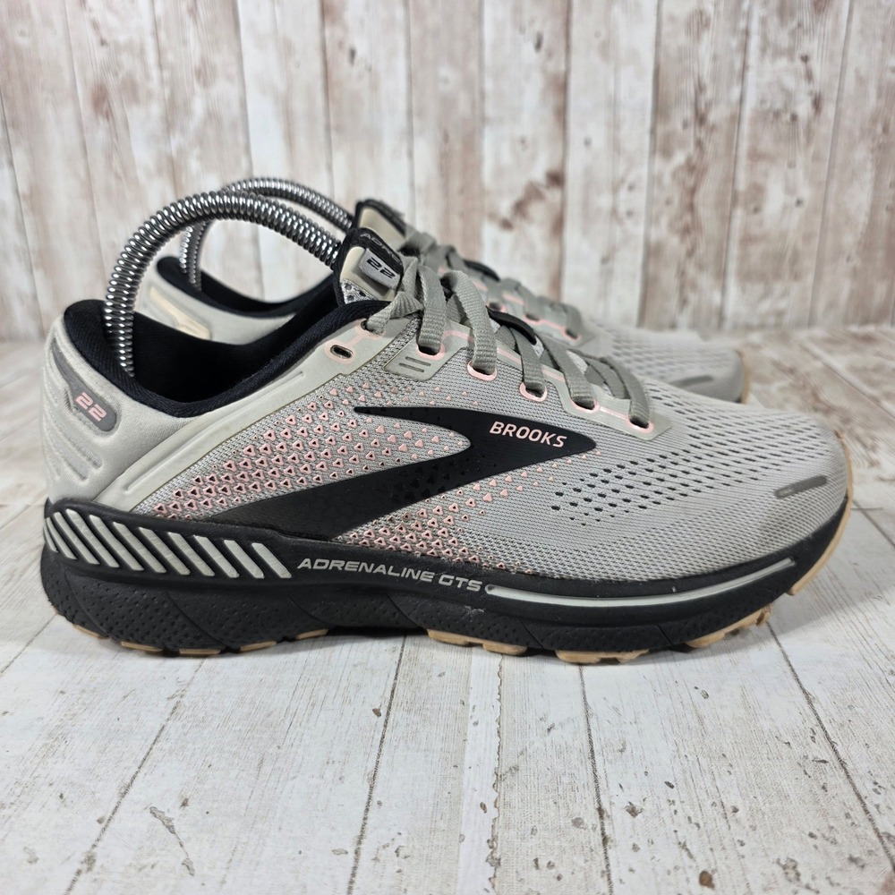 Brooks Adrenaline GTS 22 Womens Running Shoes Grey Black Pink 1203531B035 Size 8